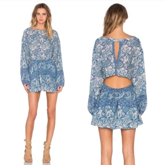 Free People | Women's Blue Cutout Back Tunic Dress| Small - Picture 3 of 11